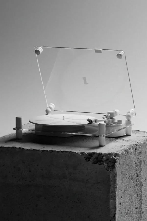 Transparent Unterhaltungselektronik^Turntable, weiß