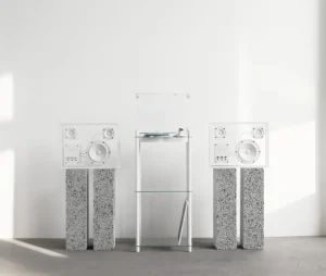Transparent Unterhaltungselektronik^Turntable Stand, weiß