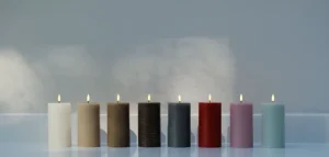 Aarikka Kerzen Und Kerzenhalter-Uyuni Lighting LED-Stumpenkerze, 7,8 x 15 cm, rustikale Textur, Sandstein