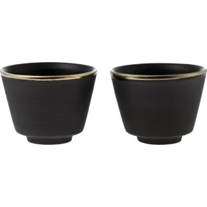 Vaidava Ceramics Geschirr^Espressotasse Eclipse Gold, 2er Set, Schwarz – Gold