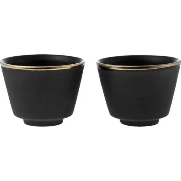 Vaidava Ceramics Geschirr^Espressotasse Eclipse Gold, 2er Set, Schwarz – Gold