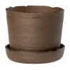 Vaidava Ceramics Indoor-gardening^Soil Topf mit Untersetzer, XL, Braun