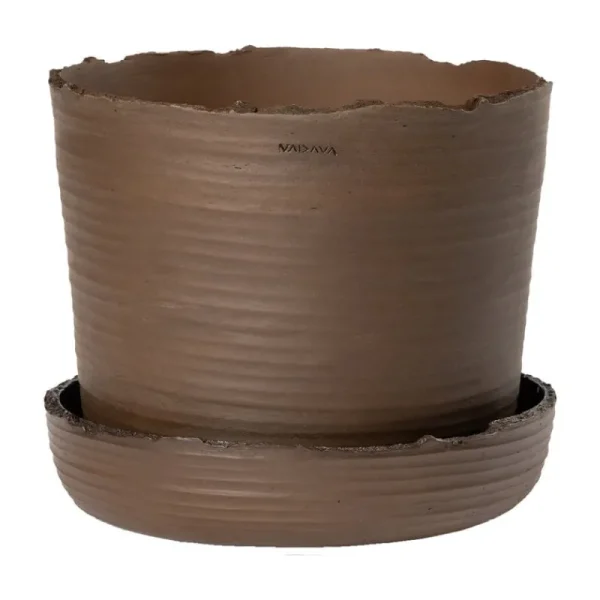 Vaidava Ceramics Indoor-gardening^Soil Topf mit Untersetzer, XL, Braun