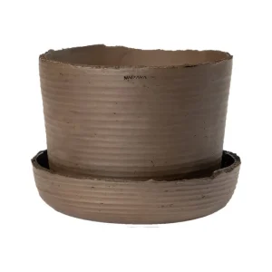 Vaidava Ceramics Indoor-gardening^Soil Topf mit Untersetzer, L, Braun