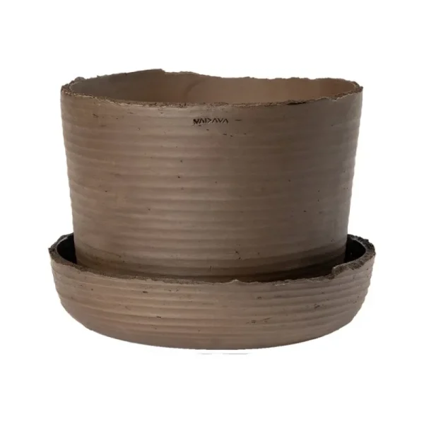 Vaidava Ceramics Indoor-gardening^Soil Topf mit Untersetzer, L, Braun