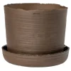 Vaidava Ceramics Indoor-gardening^Soil Topf mit Untersetzer, XXL, Braun