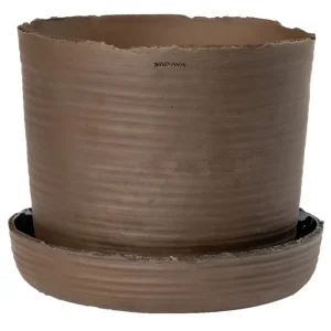 Vaidava Ceramics Indoor-gardening^Soil Topf mit Untersetzer, XXL, Braun