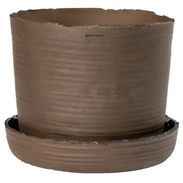 Vaidava Ceramics Indoor-gardening^Soil Topf mit Untersetzer, XXL, Braun