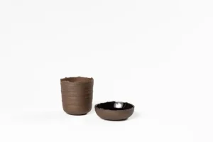 Vaidava Ceramics Indoor-gardening^Soil Topf mit Untersetzer, S, Braun