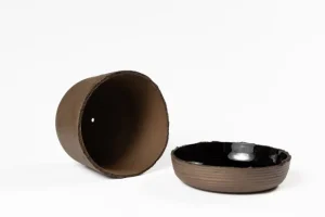 Vaidava Ceramics Indoor-gardening^Soil Topf mit Untersetzer, L, Braun