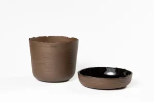 Vaidava Ceramics Indoor-gardening^Soil Topf mit Untersetzer, XL, Braun