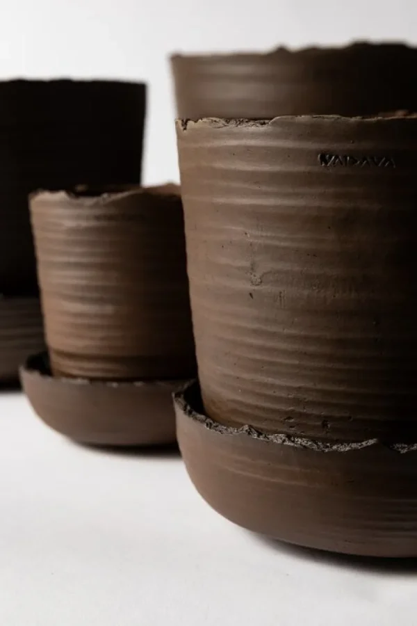 Vaidava Ceramics Indoor-gardening^Soil Topf mit Untersetzer, S, Braun
