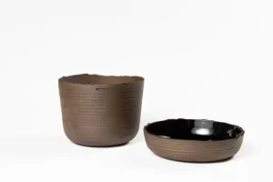 Vaidava Ceramics Indoor-gardening^Soil Topf mit Untersetzer, L, Braun
