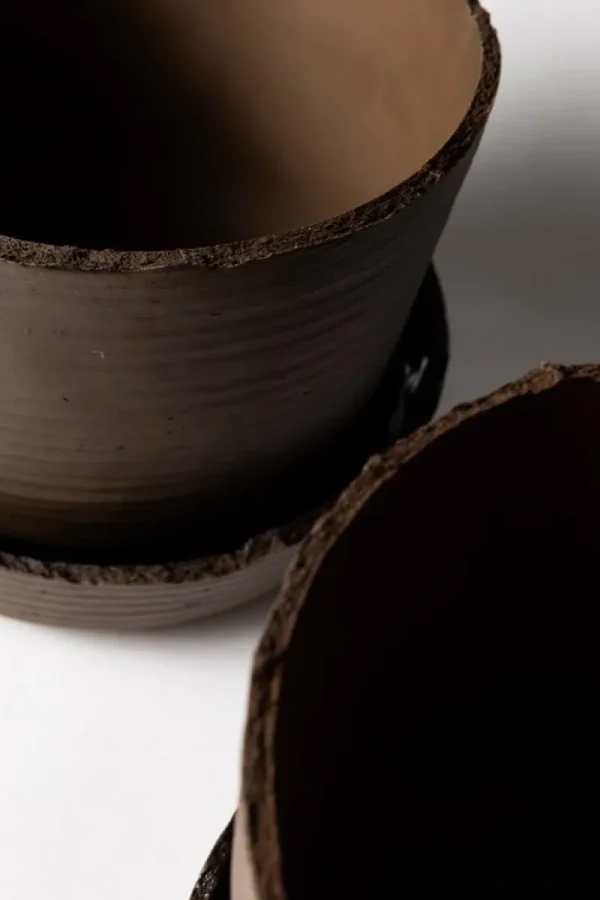 Vaidava Ceramics Indoor-gardening^Soil Topf mit Untersetzer, XL, Braun
