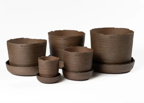 Vaidava Ceramics Indoor-gardening^Soil Topf mit Untersetzer, S, Braun