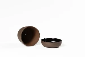 Vaidava Ceramics Indoor-gardening^Soil Topf mit Untersetzer, M, Braun