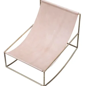 Normann Copenhagen Sitzgelegenheiten-valerie_objects Rocking Chair, Messing – Leder