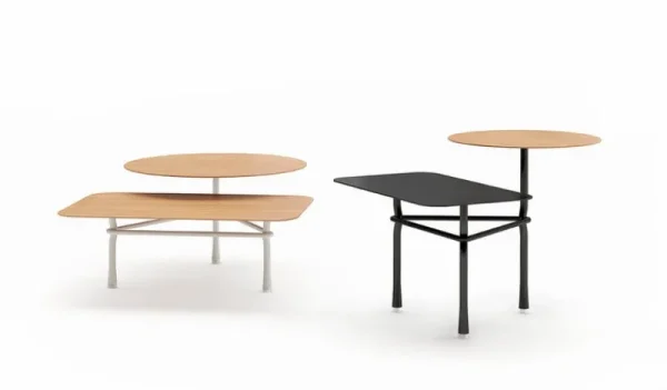 Viccarbe Tische-Tiers Tisch A (niedrig), Schwarz – Eiche matt