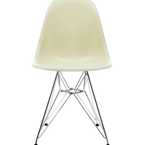Vitra Sitzgelegenheiten-Eames DSR Fiberglass Chair, pergamentgelb – Chrom