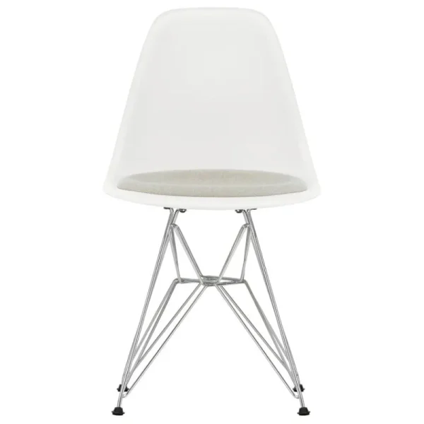 Tolix Sitzgelegenheiten-Vitra Eames DSR Stuhl, cotton white RE-Chrom-Kissen in Grau/Elfenbein