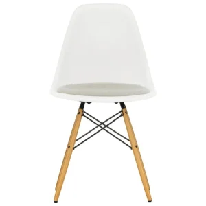 Viccarbe Sitzgelegenheiten-Vitra Eames DSW Stuhl, Weiß - Ahorn - Kissen in Grau/Elfenbein