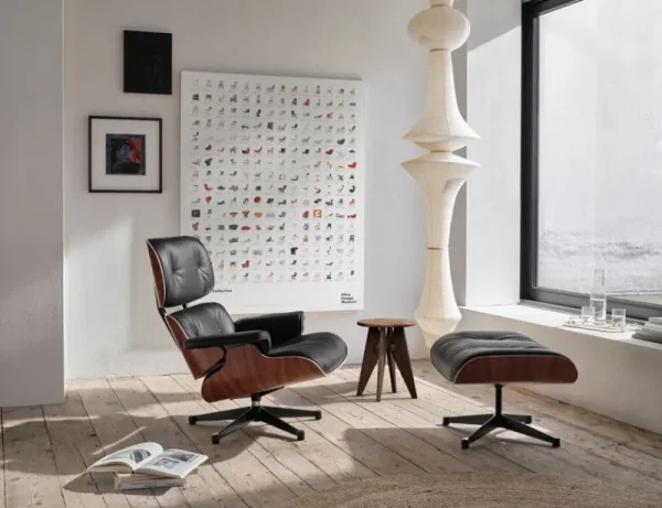 Kartell Sitzgelegenheiten-Vitra Eames Lounge Chair, klass. Größe, Palisander – Leder schwarz