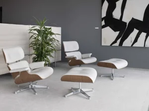 Kartell Sitzgelegenheiten-Vitra Eames Lounge Chair, kl. Gr., Nussbaum weiß - Prem.-F-Leder weiß