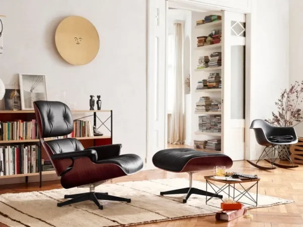 Kartell Sitzgelegenheiten-Vitra Eames Lounge Chair, klass. Größe, Palisander – Leder schwarz