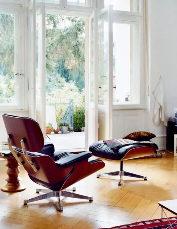 Kartell Sitzgelegenheiten-Vitra Eames Lounge Chair, klass. Gr., amerik. Kirsche - Leder schwarz