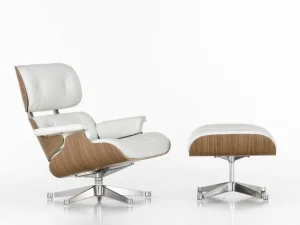 Ariake Sitzgelegenheiten-Vitra Eames Lounge Chair & Ottoman, neue Größe, weißes Walnuss - Weiß
