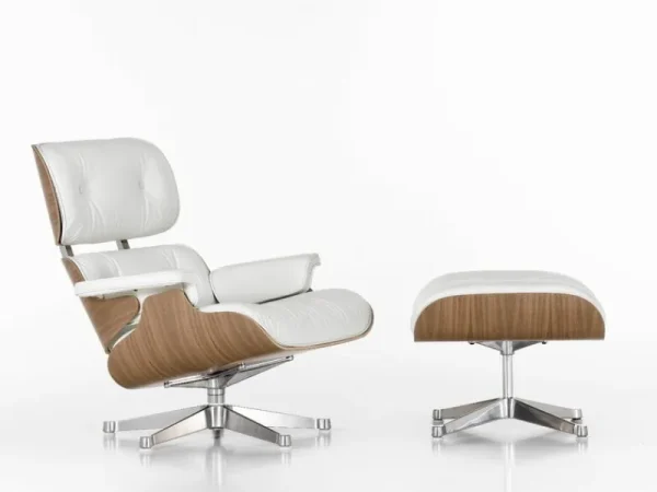Ariake Sitzgelegenheiten-Vitra Eames Lounge Chair & Ottoman, neue Größe, weißes Walnuss - Weiß