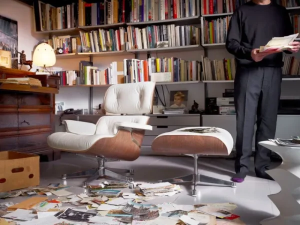 Ariake Sitzgelegenheiten-Vitra Eames Lounge Chair & Ottoman, neue Größe, weißes Walnuss - Weiß