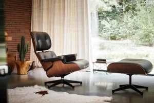Kartell Sitzgelegenheiten-Vitra Eames Lounge Chair, klass. Gr., amerik. Kirsche - Leder schwarz