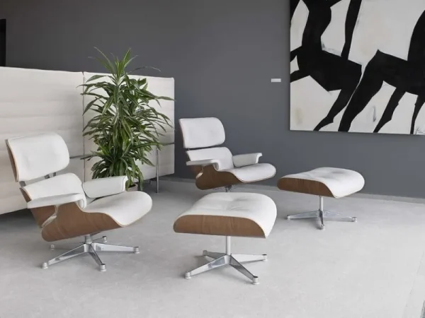 Ariake Sitzgelegenheiten-Vitra Eames Lounge Chair & Ottoman, neue Größe, weißes Walnuss - Weiß