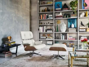 Ariake Sitzgelegenheiten-Vitra Eames Lounge Chair & Ottoman, neue Größe, weißes Walnuss - Weiß