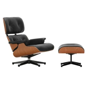 Vitra Sitzgelegenheiten-Eames Lounge Chair&Ottoman, neue Gr., Am. Kirsche - Leder schw.