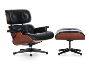 Carl Hansen & Su00f8n Sitzgelegenheiten-Vitra Eames Lounge Ottomane, Nussbaum – schwarzes Leder