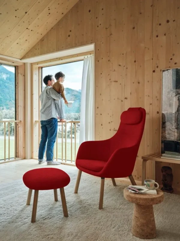 Kartell Sitzgelegenheiten-Vitra HAL Loungesessel mit losem Kissen, Credo 16 Red Chilli – Eiche