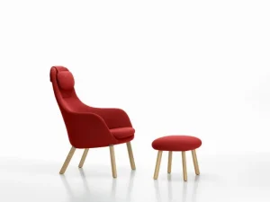 Kartell Sitzgelegenheiten-Vitra HAL Loungesessel mit losem Kissen, Credo 16 Red Chilli – Eiche