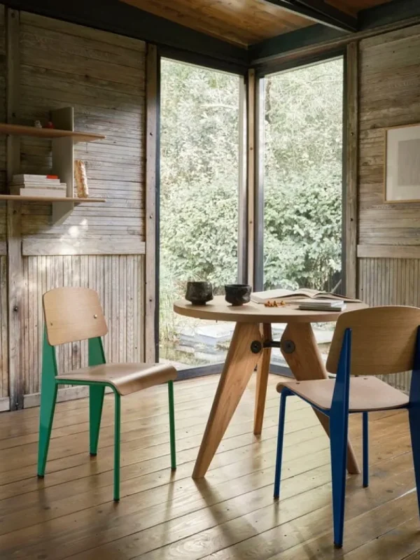 NORR11 Sitzgelegenheiten-Vitra Standard Stuhl, Prouvé Bleu Marcoule - Eiche