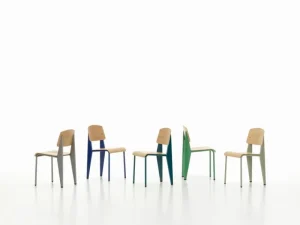 AYTM Sitzgelegenheiten-Vitra Standard Stuhl, Prouvé Bleu Dynastie - Eiche