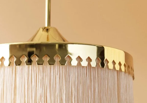 ferm LIVING Deckenleuchten-Warm Nordic Fringe Pendelleuchte, 30 cm, cremeweiß