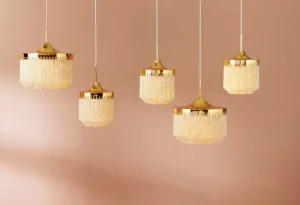 ferm LIVING Deckenleuchten-Warm Nordic Fringe Pendelleuchte, 30 cm, cremeweiß