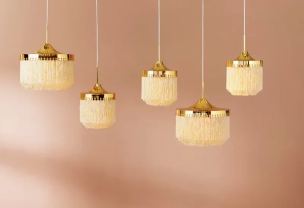 ferm LIVING Deckenleuchten-Warm Nordic Fringe Pendelleuchte, 30 cm, cremeweiß