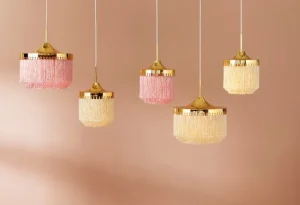ferm LIVING Deckenleuchten-Warm Nordic Fringe Pendelleuchte, 30 cm, cremeweiß