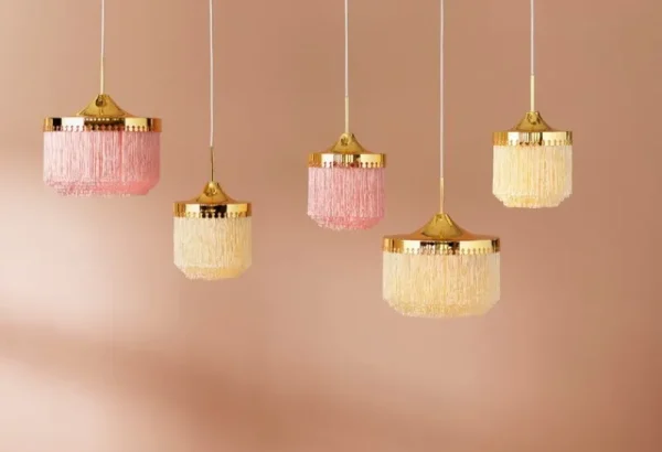 ferm LIVING Deckenleuchten-Warm Nordic Fringe Pendelleuchte, 30 cm, cremeweiß