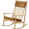 Warm Nordic Sitzgelegenheiten-Swing Schaukelstuhl, Eiche - cognacbraunes Nevada-Leder