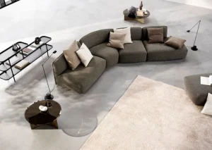 Warm Nordic Tische-Wendelbo Arc Couchtisch, mittelgroß, braunes Glas - bronzefarben patinier