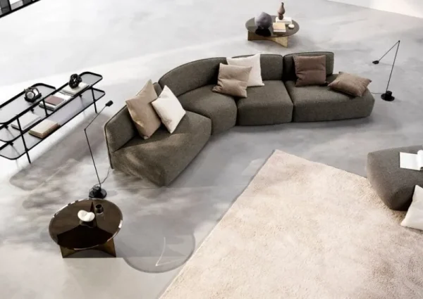 Warm Nordic Tische-Wendelbo Arc Couchtisch, mittelgroß, braunes Glas - bronzefarben patinier