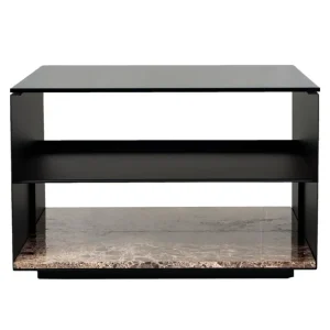 Nikari Tische-Wendelbo Expose Couchtisch, mittelgroß, braunes Glas - Emperador-Marmor